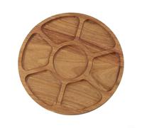 Bandeja de servir de madera maciza con compartimentos inspirados en rompecabezas para servicio festivo y diario de mesa de café (D)