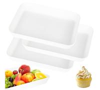 Bandeja de servir de plástico, bandejas para servir para fiestas, sin BPA, reutilizables, para aperitivos, alimentos, galletas, desayuno, 31 x 22 x 4 cm, juego de 3 piezas