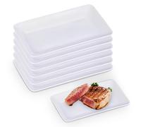 Bandeja de servir de porcelana, 6 unidades de platos de postre, platos de postre de cerámica, 22,5 x 13,5 cm, platos rectangulares, platos para servir grandes, platos de porcelana, platos de entrantes