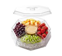 Bandeja de servir dividida con tapa, recipiente portátil giratorio para alimentos con 5 compartimentos, bandeja para servir frutas, para aperitivos, frigorífico, cocina, , buffet, reuniones