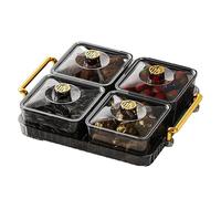 Bandeja de servir dividida - Contenedor de almacenamiento de alimentos, organizador de alimentos | Portable Transparent Sectioned Snack Platter With Handle Lid For Candy, Fruits, Appetizers, Nuts