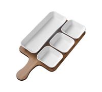 Bandeja de servir dividida para salsas y aperitivos, bandeja de 4 compartimentos para aperitivos, frutas, verduras, patatas fritas y salsas, perfecta para fiestas y reuniones