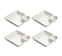 Bandeja de servir dividida, resistente al calor, placa antideslizante con recipiente para salsas, organizador de aperitivos reutilizable, bandeja de servir multipiezas para alimentos, para casa
