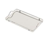 Bandeja de servir, Elegante Bandeja Rectangular de Acero Inoxidable con Asa para Té, Café y Postres, Centro de Mesa Decorativo, 30x20 cm, para Cena, Bar o Cocina
