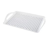 Bandeja de servir rectangular plástico antideslizante grande de 45 cm, con asas blanco