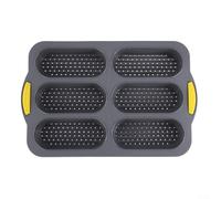 Bandeja de silicona antiadherente con 6 cavidades para hornear perritos calientes, magdalenas, brownies, apta para lavavajillas, gris, herramienta de cocina de 14.7 x 9.6 pulgadas (gris)