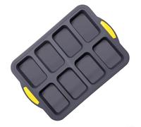 Bandeja de silicona antiadherente para hornear con 8 cavidades y marco de metal, mini molde para pan adecuado para brownies, pan, magdalenas, tartas de queso, fabricación de jabón, horno y