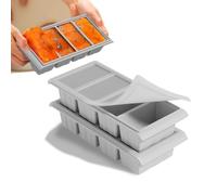 Bandeja de silicona extragrande para congelador con tapa, 2 unidades de Super Cubes, bandeja grande para cubitos de hielo, para 8 porciones perfectas de 1 taza, ideal para guardar sopa (Gris)