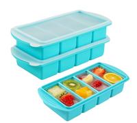 Bandeja de silicona para congelación, 2 unidades de moldes de silicona con tapa, 4 agujeros, para sopa, cubo de hielo, caldo o salsa