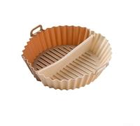 Bandeja de silicona para hornear, 20 x 20 x 4,5 cm, diseño divisor de dos compartimentos para freidora de aire y horno, antiadherente, reutilizable, de alta temperatura, para panaderos caseros (A)