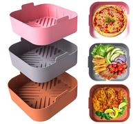 Bandeja de silicona reutilizable para horno freidora de aire, apta para horno hasta 450 F, apta para lavavajillas, no para una fácil limpieza (gris)