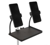 Bandeja de soporte de micrófono compatible con smartphone con soporte para teléfono para artistas (B)