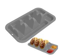 Bandeja de Tacos - Soporte para Tacos con 3 separadores, de comida reutilizable antideslizante de silicona con 2 compartimentos para condimentos, lavable en lavavajillas y