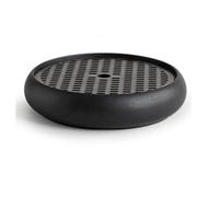 Bandeja de té con depósito, bandeja de servir de cerámica y metal, estilo japonés, drenaje extraíble para una fácil limpieza, ideal para uso doméstico y de oficina