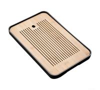 Bandeja de té con sistema de drenaje, tablero de almacenamiento grande de Kung Fu para oficina en casa, plato de servir de té de PVC de borde liso, diseño extraíble fácil de limpiar, 36 x 24 cm (C)