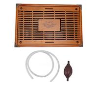 Bandeja de té de almacenamiento de agua de madera con herramienta de drenaje y manguera, bandeja decorativa para servir té con patrón que no se decolora para el hogar (madera de águila)