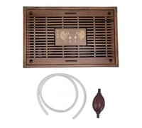 Bandeja de té de almacenamiento de agua de madera con herramienta de drenaje y manguera, bandeja decorativa para servir té con patrón que no se decolora para el hogar (Tipo B)