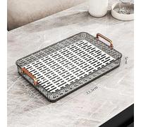 Bandeja de Té de Drenaje de Agua, Tabla de Drenaje de Taza Rectangular de Gran Capacidad de Doble Capa, Bandeja de Servicio Multifuncional con Asa, Escurridor con Bandeja de Goteo para Sala(blanco)