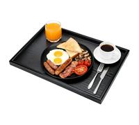 Bandeja de Té de Madera, Bandejas Rectangulares Negras, Bandeja para el Desayuno Servir Comida para Café Aperitivos, Plato para Desayuno en la Cama, Almuerzo, Cena, Restaurante,Fiesta(36x27cm)