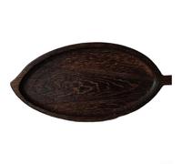 Bandeja de té de madera con motivos botánicos de hojas para uso en servir té y café, hecha de madera de paulownia con diseño minimalista (E)