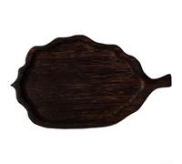 Bandeja de té de madera con motivos botánicos de hojas para uso en servir té y café, hecha de madera de paulownia con diseño minimalista (D)