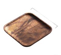 Bandeja de té de madera de nogal maciza, diseño minimalista para juego de té japonés, plato de comida seca con borde liso, accesorio de cocina, 20 x 20 cm (A)
