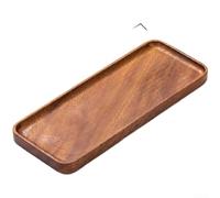 Bandeja de té de madera de nogal maciza, diseño minimalista para juego de té japonés, plato de comida seca con borde liso, accesorio de cocina, 20 x 20 cm (E)