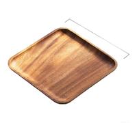 Bandeja de té de madera de nogal maciza, diseño minimalista para juego de té japonés, plato de comida seca con borde liso, accesorio de cocina, 20 x 20 cm (B)