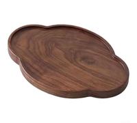 Bandeja de té de madera hecha de nogal negro con diseño de nube para juego de té Gongfu, que ofrece un compacto y funcional para servir y organizar el té