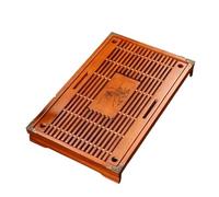 Bandeja de té de Madera Maciza, Juego de té Kung Fu, Mesa de Tallado, cajón de Almacenamiento, Tabla de té de Drenaje, decoración Vintage for el hogar(Yellow)