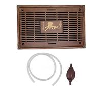 Bandeja de té para almacenamiento de agua con drenaje |Patrón que no se decolora, mesa ordenada |Bandeja para servir de madera de gran capacidad para el hogar/la oficina (Type A Light Black)