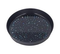 Bandeja de té pequeña de aleación Redonda de aleación Bandeja de té de té con patrón Complejo para la Cubierta del Porche del Patio casero platillos de té de Metal duraderos (Negro)