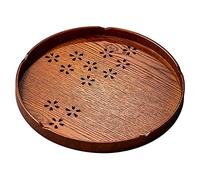 Bandeja De Té Redonda De Madera, Plato De Servir para Hornear Té Verde Sakura De 27 Cm, Platos De Plato De Té Redondo para Hornear Matcha De La Dinastía Song(Brown)