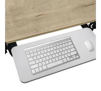 Bandeja de teclado ajustable en altura debajo del escritorio, soporte retráctil para teclado de computadora con riel de 9.4 pulgadas, acabado marrón ergonómico para configuración del hogar o juegos