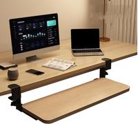 Bandeja de teclado ajustable para debajo del escritorio, plataforma extraíble para teclado de 52 a 75 cm con abrazadera en C, no requiere taladrar, soporte de mouse para el hogar, la oficina, la