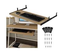 Bandeja de teclado de madera con almacenamiento para ratón, 27 x 54/60/70 cm, diseño ergonómico para mejorar la postura, fácil montaje, ideal para oficina, hogar, escuela.