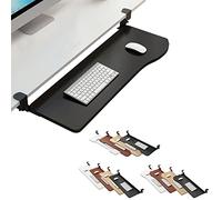 Bandeja de teclado de madera de 4 colores con cajón extraíble, fácil instalación, soporte para mouse, ideal para organización de oficina en casa, perfecto para niñas y espacios creativos