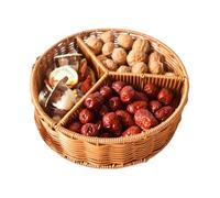 Bandeja de Tela de ratán, Bandeja para Servir - Bandeja de Mesa de café de 3 Rejillas - Organizadores Reutilizables de los Menores, Cesta de Frutas de Sauce Dividida para el hogar, Estudio