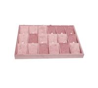 Bandeja de terciopelo rosa for anillos, organizador joyas, collar, pendientes, estante almacenamiento for colgantes, soporte for reloj exhibición, 35x24Cm para Joyas(18 girds pendant)