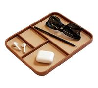 Bandeja de Valet para Hombres, Elegante Bandeja de Cuero de PU con Rejilla, Aniversario de Cuero para él, Reloj, Llaves, teléfono, Billetera, Monedas, Joyas, Accesorios de habitación para Hombres, jo