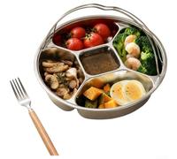 Bandeja de vapor de cinco rejillas 316L con mango antiquemaduras de acero | Base de 4,78 cm de profundidad, sostiene porciones generosas, evita derrames, diseño estable para servir