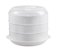 Bandeja de vapor de comida para cocinar saludable para albóndigas, bollos y verduras, diseño multicapa para una preparación eficiente de comidas (tres capas)