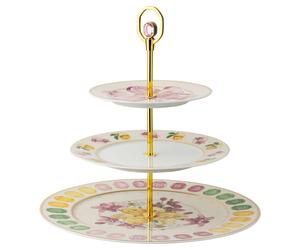 Bandeja de varios pisos Idyllia, Porcelana, Motivo de impresión de cristal, Multicolor OS