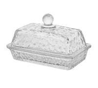 Bandeja de vidrio con diseño de hielo y tapa, de cristal, for postres, redonda, rectangular, de alta gama, for tartas y frutas.(19.5*19.5*13.5cm)