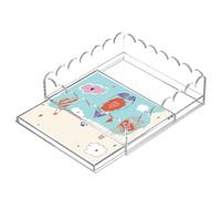 Bandeja decorativa acrílica - Bandeja transparente para servir | Organizador decorativo acrílico | Spill Proof Scalloped Trinket with Drawer | Display Holder Desk Decor | Organizador de almacenamiento