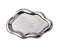 Bandeja Decorativa Bandeja de cerámica for Joyas, galvanizada, con Forma Irregular, for Guardar Fotos, for Decorar el hogar(Cloud Plate-Spray Silver)