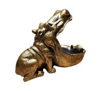 Bandeja decorativa con forma de estatua de hipopótamo, cuenco para llaves y bandeja para joyas