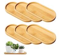 Bandeja decorativa de bambú ovalada: YIDM 6 piezas Plato de bambú Bandeja de bambú multifuncional Bandeja de bambú gruesa antideslizante simple para posavasos té café 17.5 × 8.8 cm