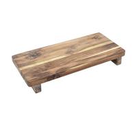 Bandeja decorativa de madera de teca rectangular con patas - 37 x 17 cm - Tabla para velas de madera maciza natural rústica - Tabla de madera para servir, Adviento, Navidad, boda, regalo