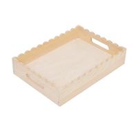 Bandeja decorativa de madera, organizador festoneado para servir | Soporte de madera con asas, centro de mesa rústico, decoración del hogar para casa de campo, baño, dormitorio, entrada
